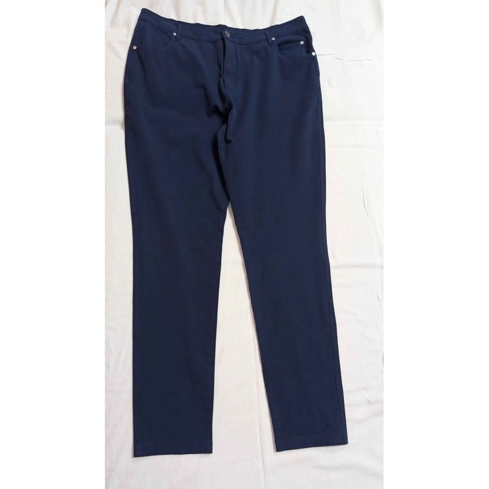 Marble Blue Stretch Slim Leg Pants Women's US 12 Pull On Career Casual